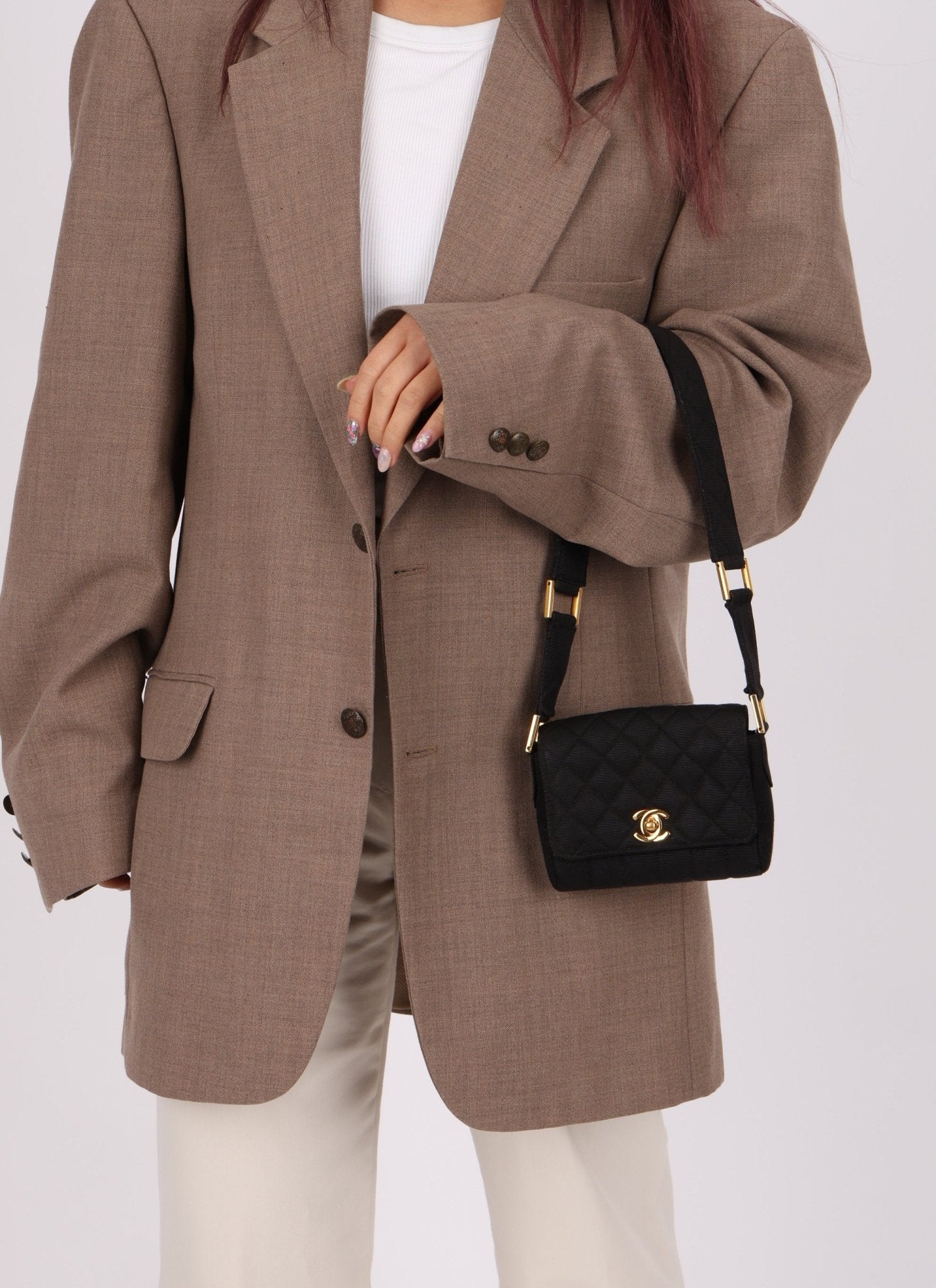 Rare Chanel 1989 Black Grosgrain Quilted Turnlock Mini Flap Bag - FashioNica