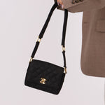 Rare Chanel 1989 Black Grosgrain Quilted Turnlock Mini Flap Bag - FashioNica