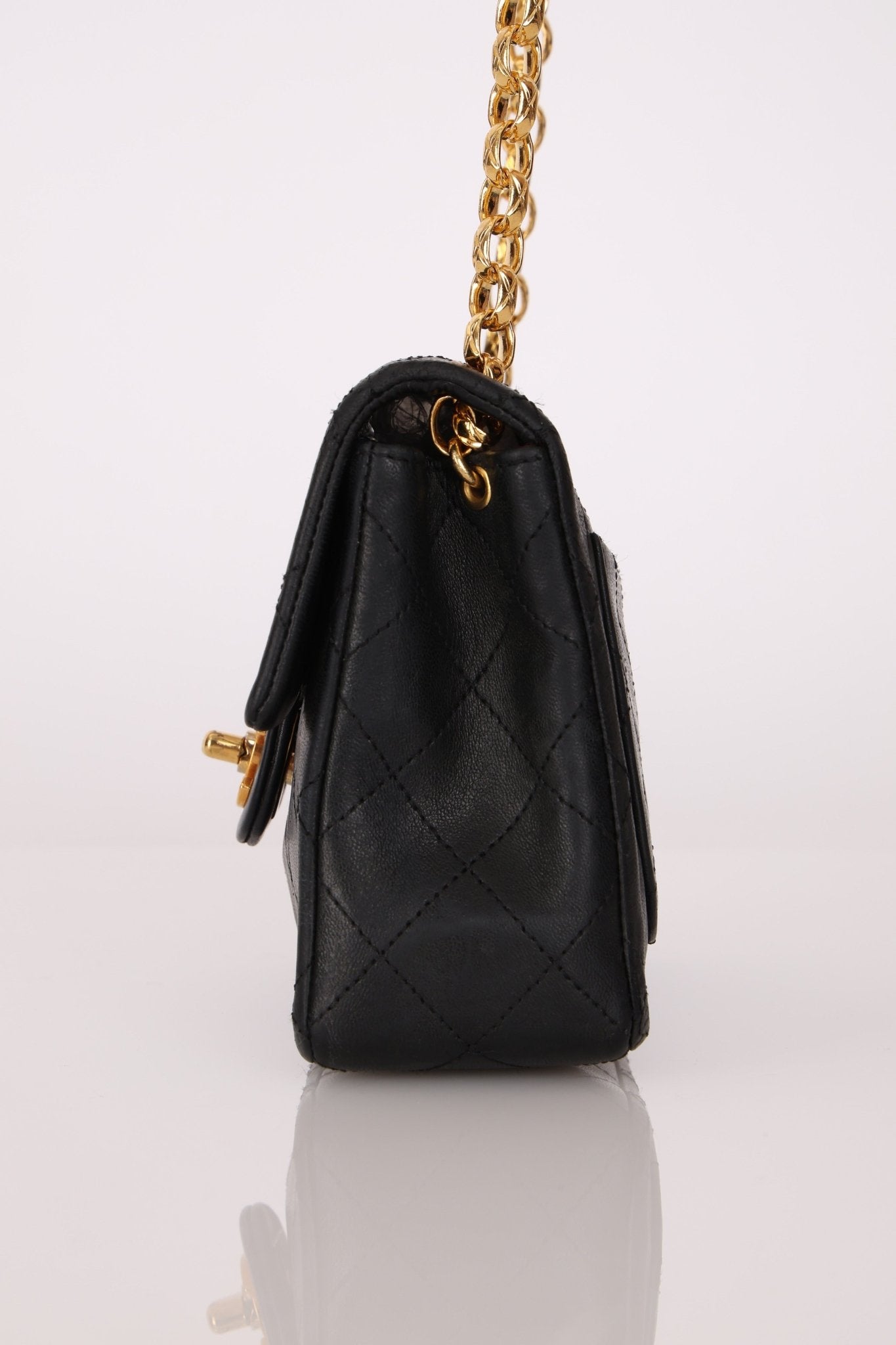 Rare Chanel 1990 Lambskin Bijoux Mini Square Flap 24k GP - FashioNica