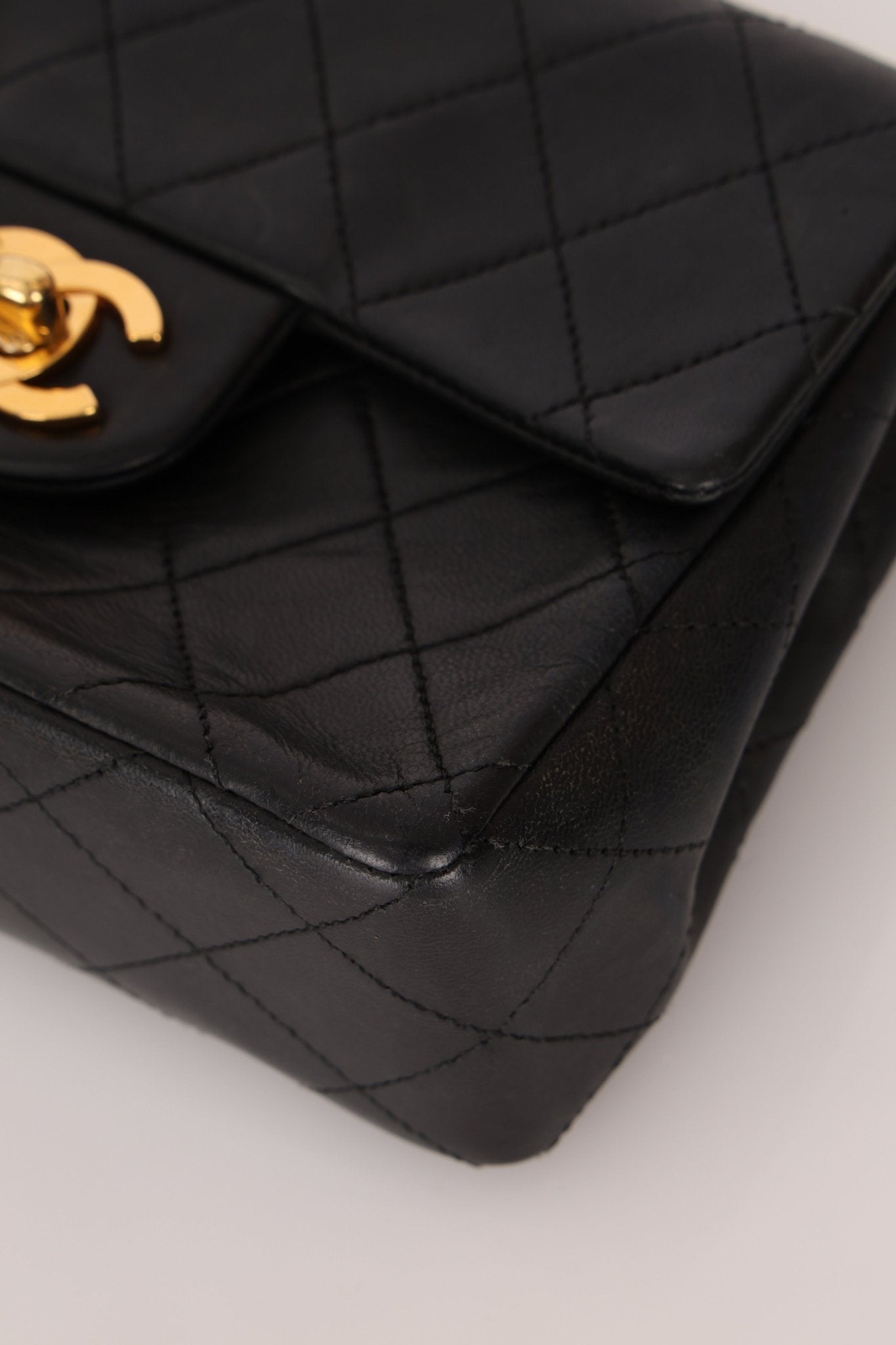 Rare Chanel 1990 Lambskin Bijoux Mini Square Flap 24k GP - FashioNica