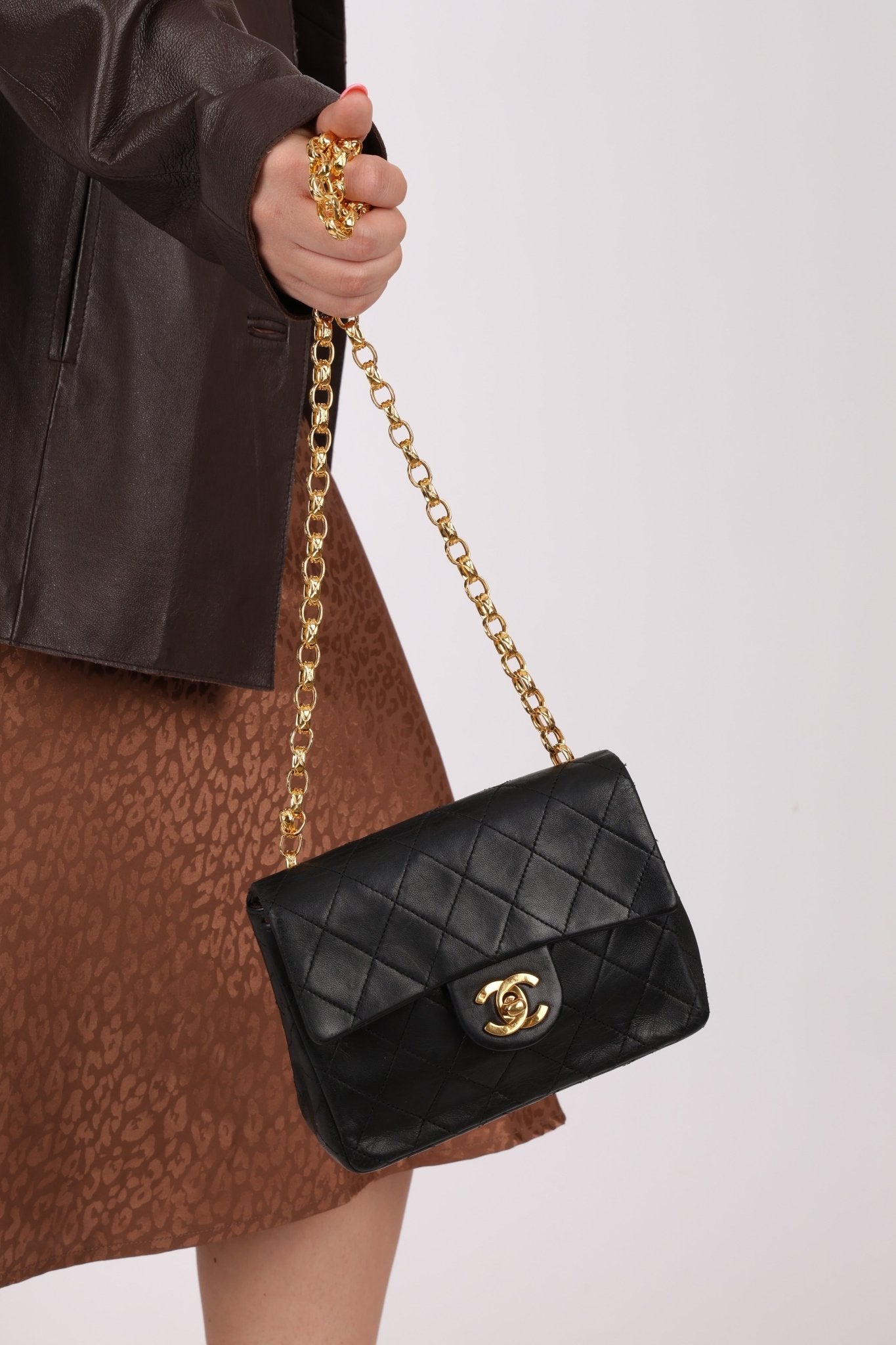 Rare Chanel 1990 Lambskin Bijoux Mini Square Flap 24k GP - FashioNica