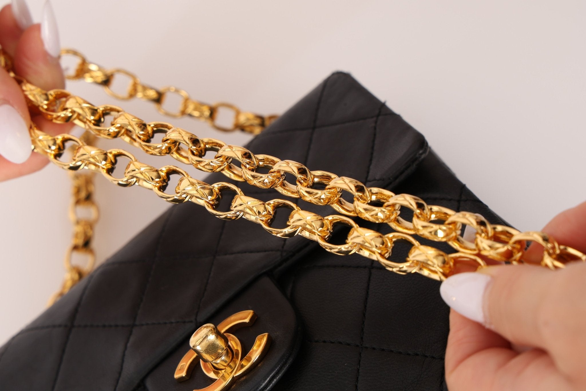 Rare Chanel 1990 Lambskin Bijoux Mini Square Flap 24k GP - FashioNica