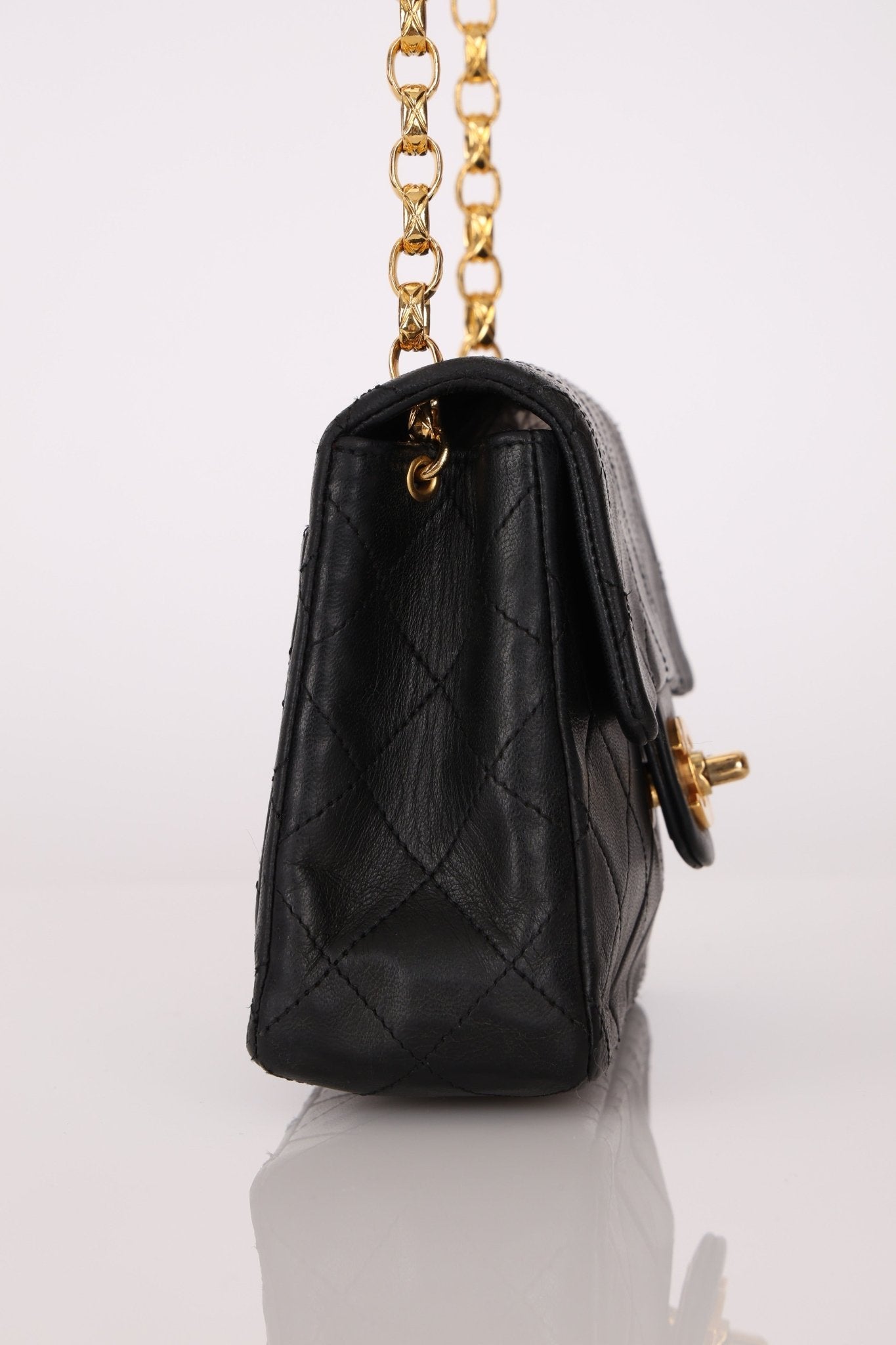 Rare Chanel 1990 Lambskin Bijoux Mini Square Flap 24k GP - FashioNica