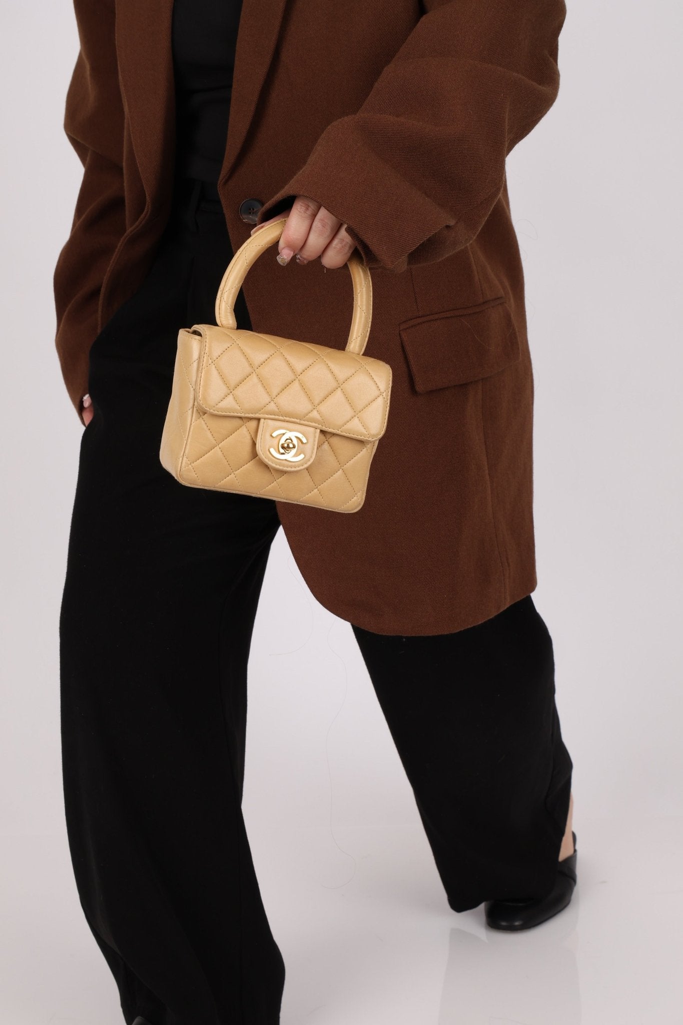 Rare Chanel 1991 Beige Mini Kelly Top Handle - FashioNica