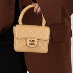 Rare Chanel 1991 Beige Mini Kelly Top Handle - FashioNica