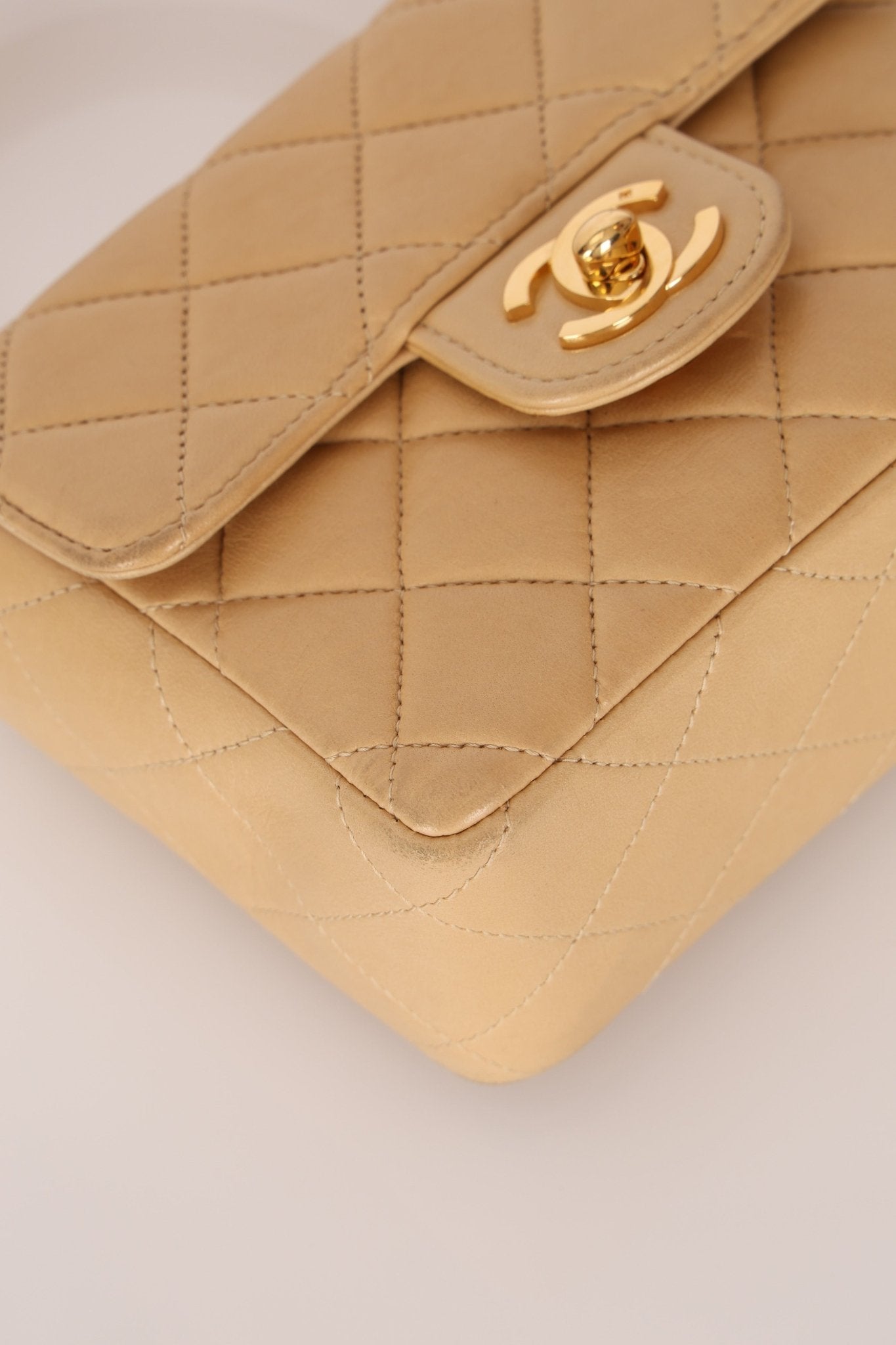 Rare Chanel 1991 Beige Mini Kelly Top Handle - FashioNica