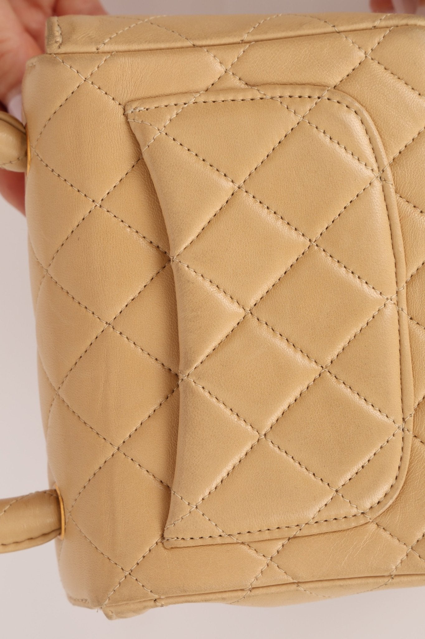 Rare Chanel 1991 Beige Mini Kelly Top Handle - FashioNica