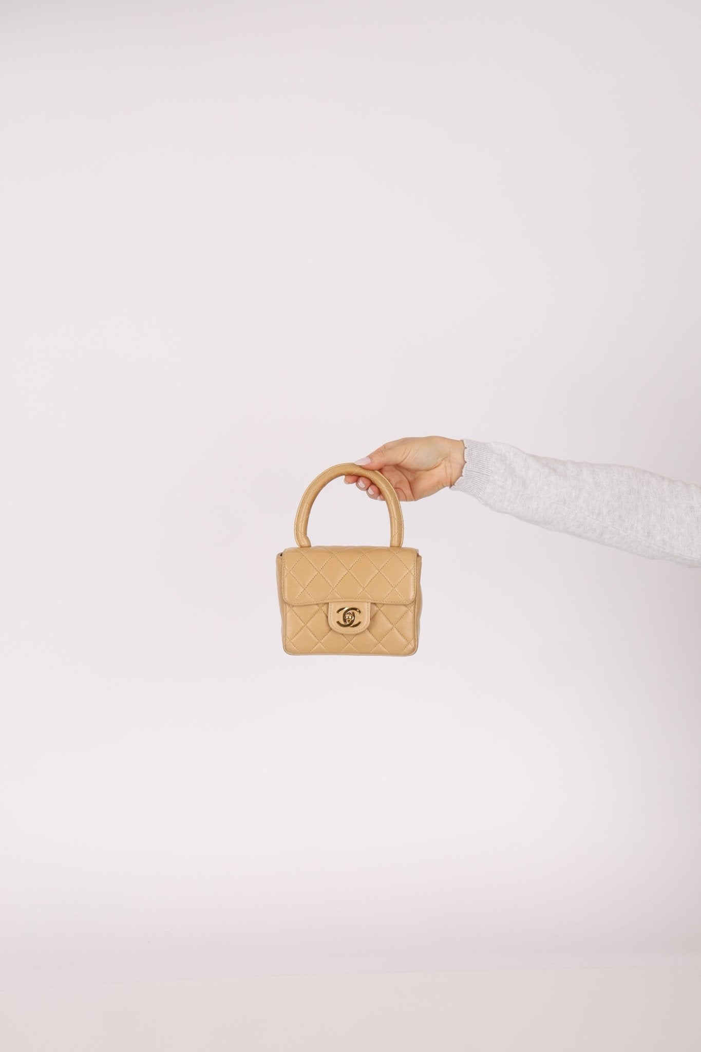 Rare Chanel 1991 Beige Mini Kelly Top Handle - FashioNica