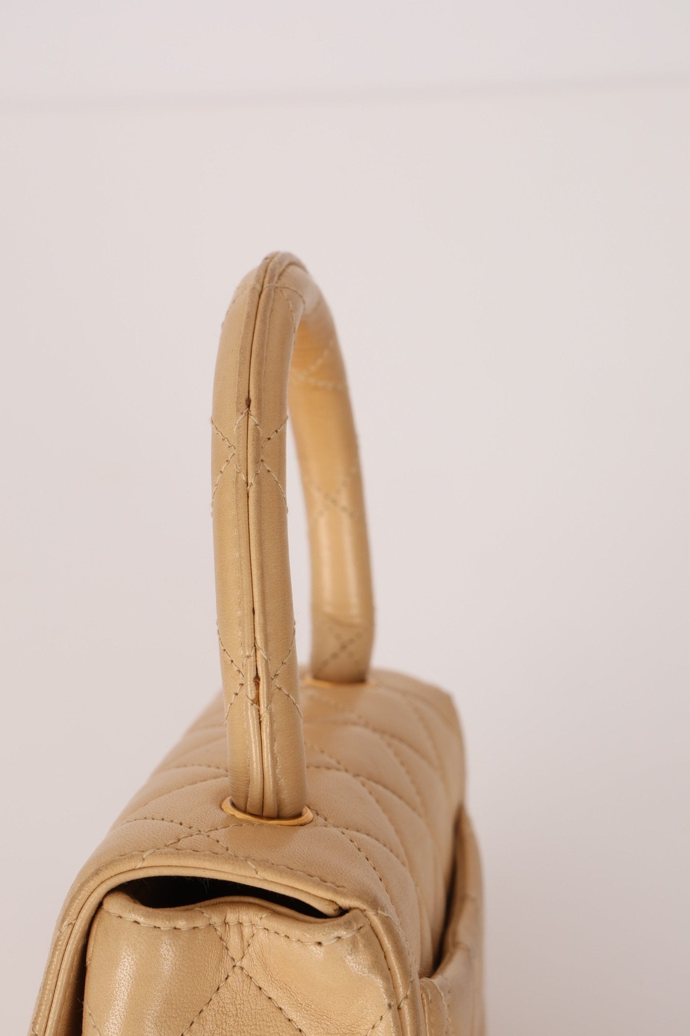 Rare Chanel 1991 Beige Mini Kelly Top Handle - FashioNica