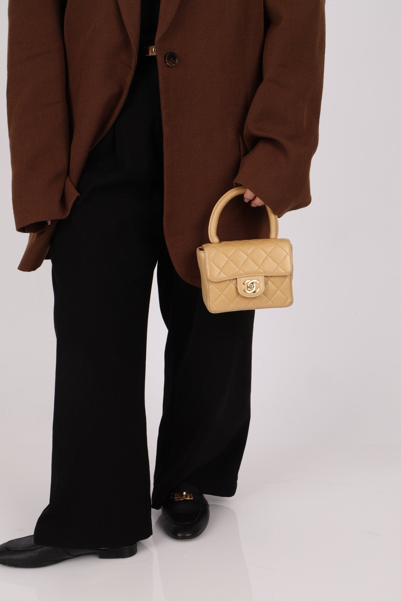 Rare Chanel 1991 Beige Mini Kelly Top Handle - FashioNica