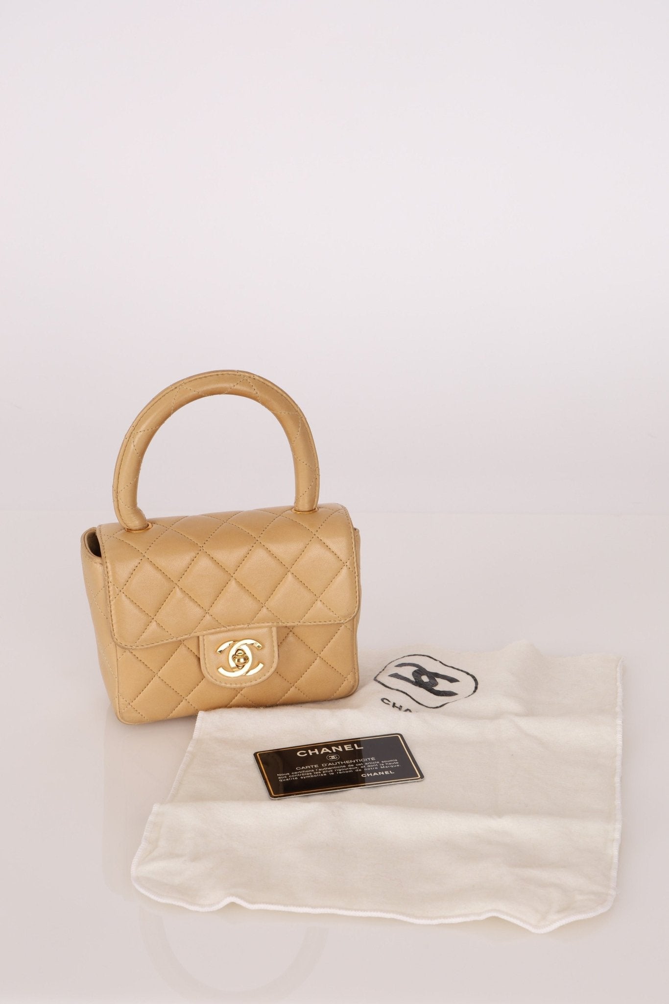 Rare Chanel 1991 Beige Mini Kelly Top Handle - FashioNica