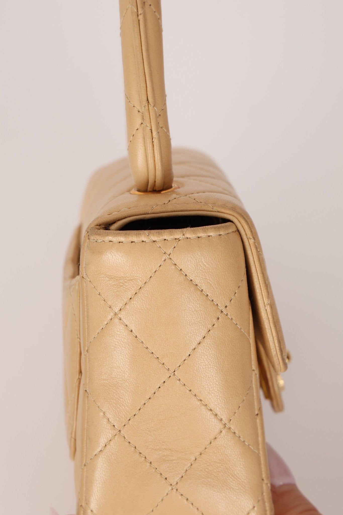 Rare Chanel 1991 Beige Mini Kelly Top Handle - FashioNica