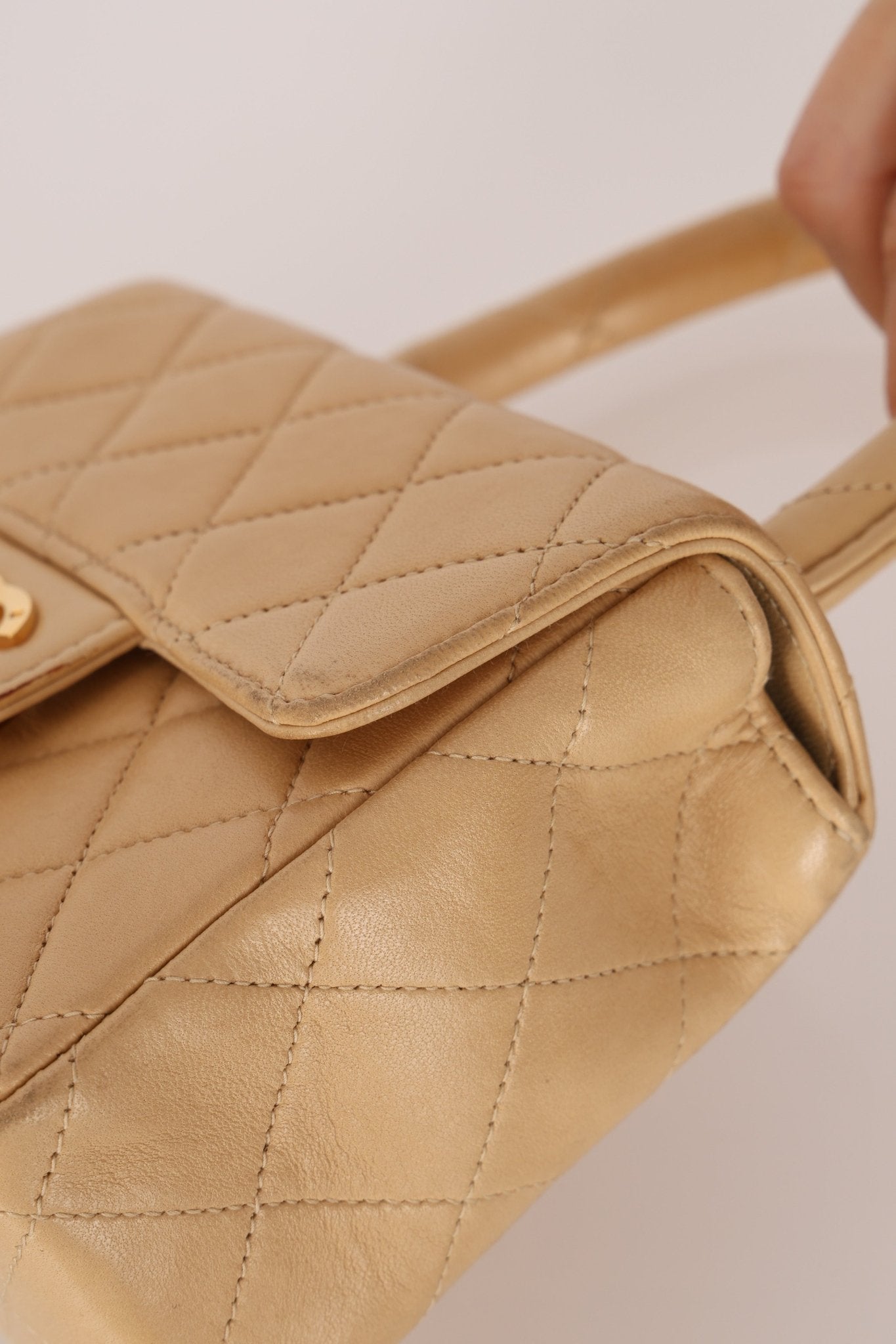 Rare Chanel 1991 Beige Mini Kelly Top Handle - FashioNica