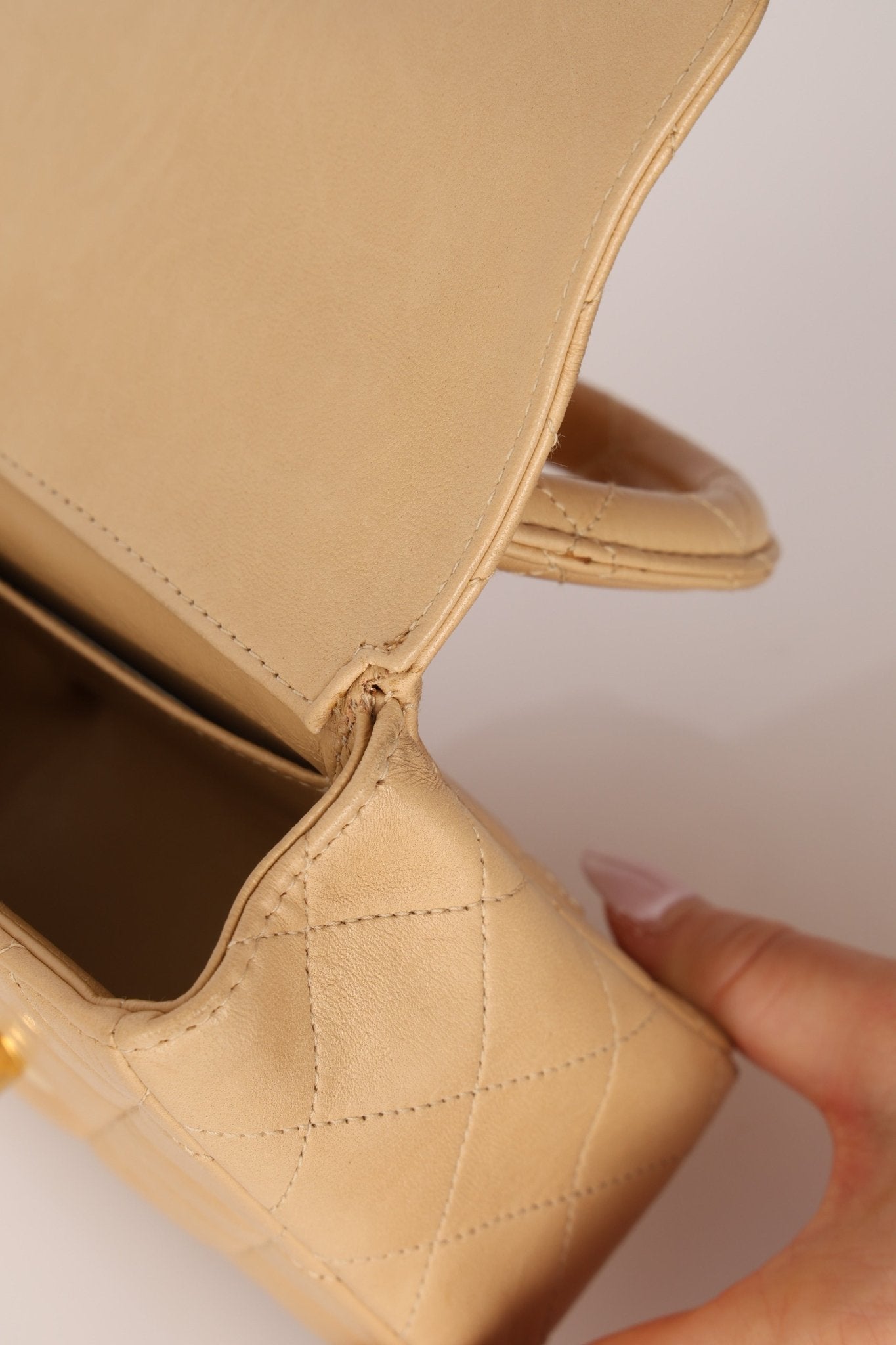 Rare Chanel 1991 Beige Mini Kelly Top Handle - FashioNica