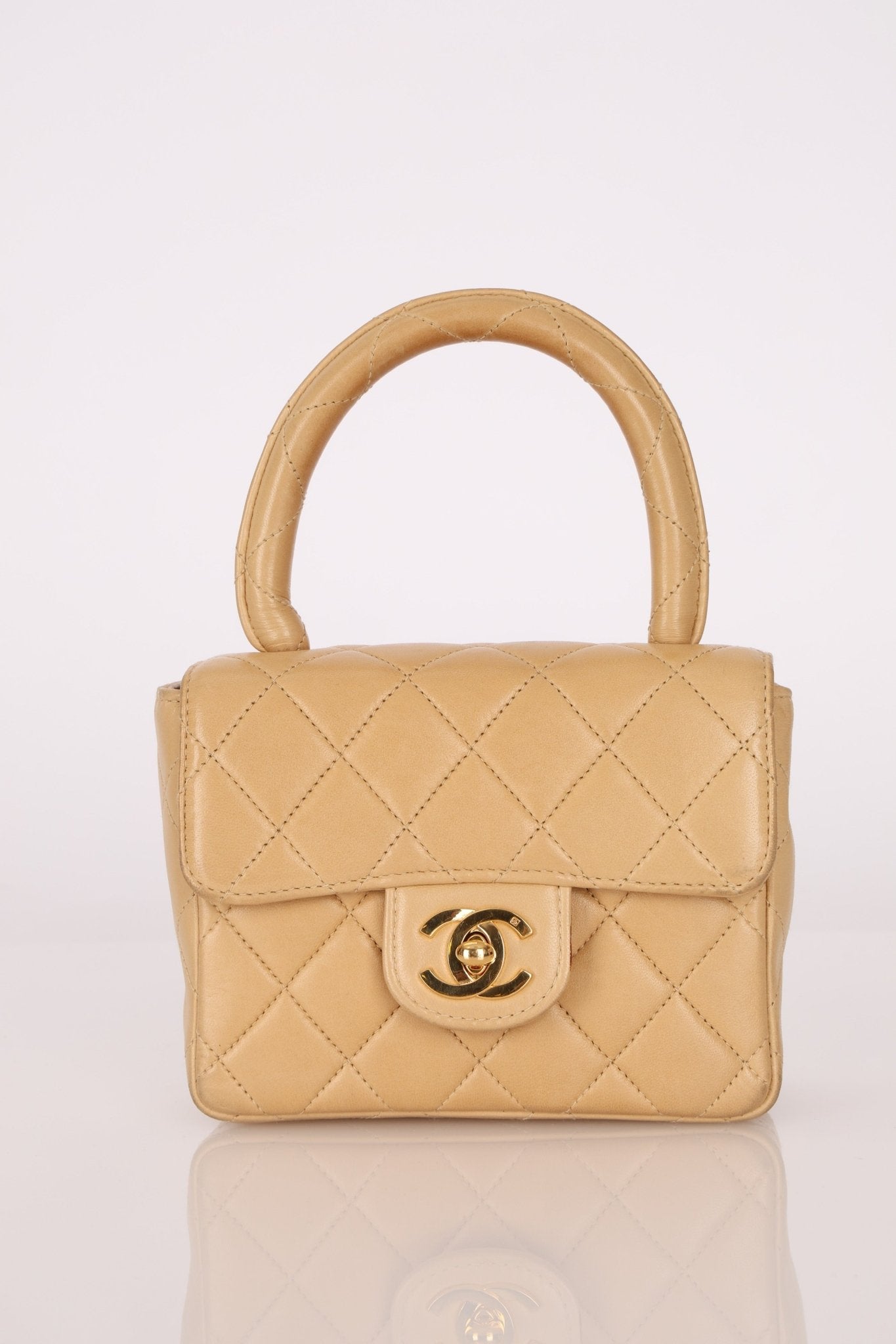 Rare Chanel 1991 Beige Mini Kelly Top Handle - FashioNica