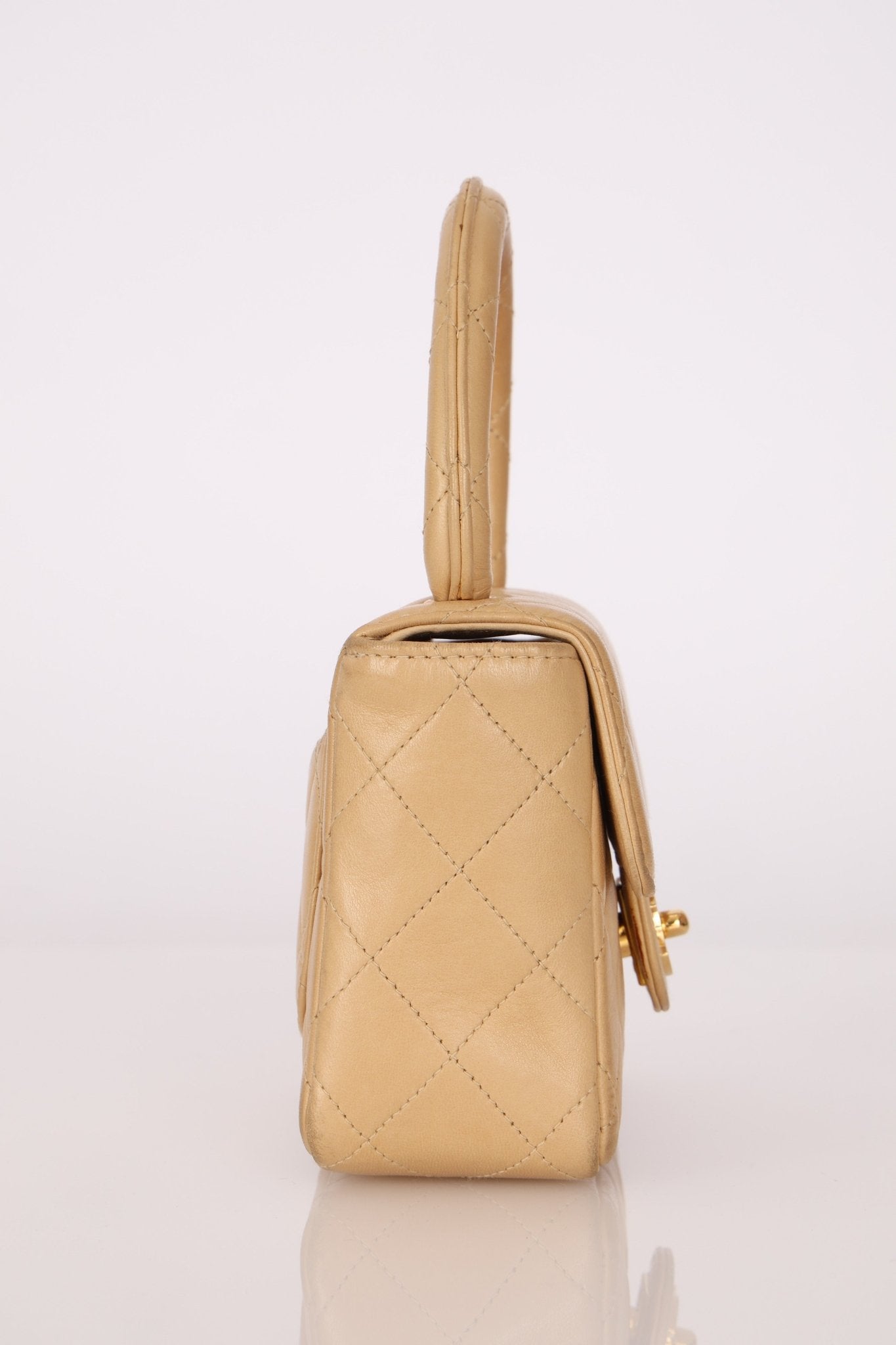 Rare Chanel 1991 Beige Mini Kelly Top Handle - FashioNica