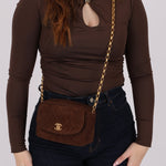 Rare Chanel 1991 Chocolate Suede Bijoux Camera Bag - FashioNica