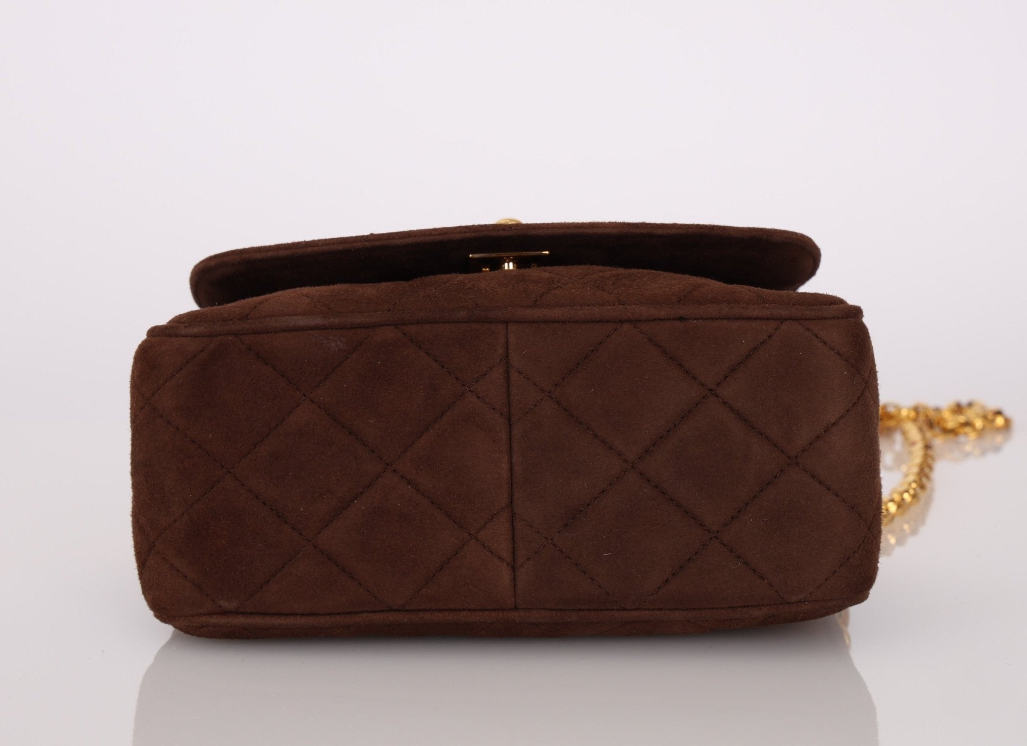 Rare Chanel 1991 Chocolate Suede Bijoux Camera Bag - FashioNica