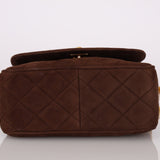 Rare Chanel 1991 Chocolate Suede Bijoux Camera Bag - FashioNica