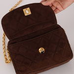 Rare Chanel 1991 Chocolate Suede Bijoux Camera Bag - FashioNica