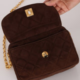 Rare Chanel 1991 Chocolate Suede Bijoux Camera Bag - FashioNica