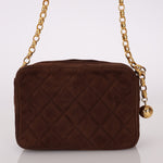 Rare Chanel 1991 Chocolate Suede Bijoux Camera Bag - FashioNica