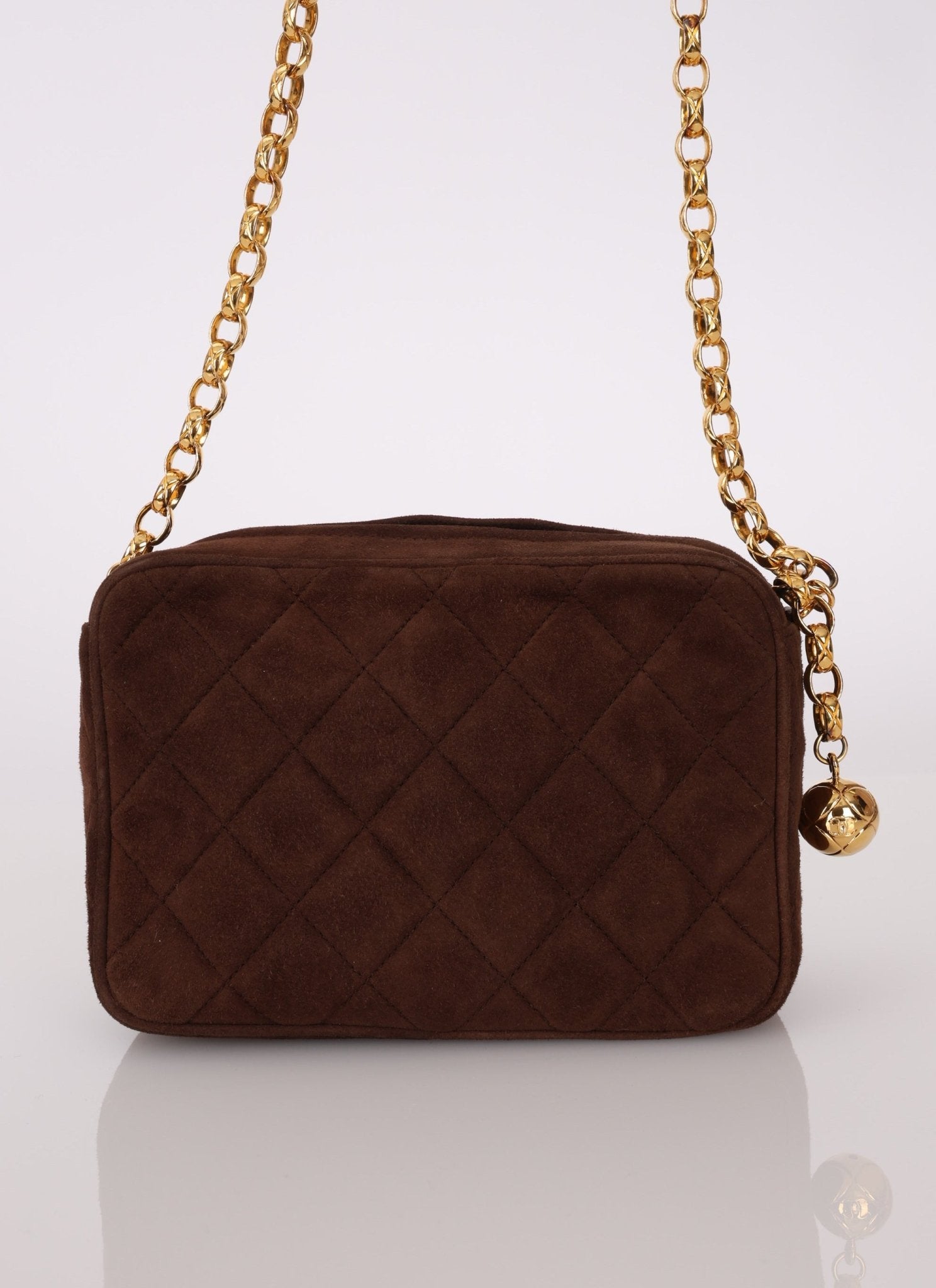 Rare Chanel 1991 Chocolate Suede Bijoux Camera Bag - FashioNica
