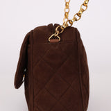 Rare Chanel 1991 Chocolate Suede Bijoux Camera Bag - FashioNica