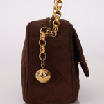 Rare Chanel 1991 Chocolate Suede Bijoux Camera Bag - FashioNica