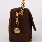 Rare Chanel 1991 Chocolate Suede Bijoux Camera Bag - FashioNica