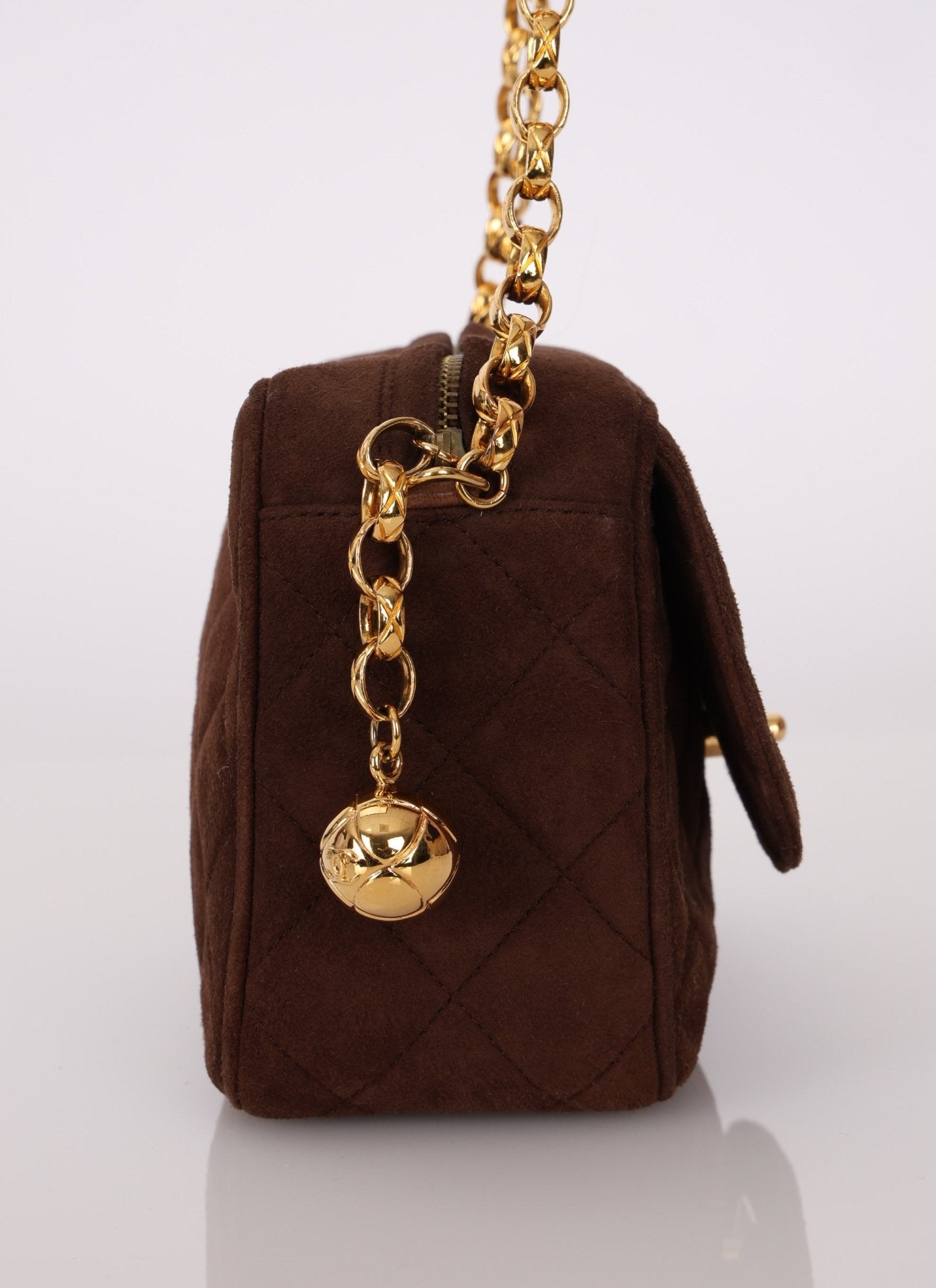Rare Chanel 1991 Chocolate Suede Bijoux Camera Bag - FashioNica