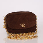 Rare Chanel 1991 Chocolate Suede Bijoux Camera Bag - FashioNica