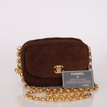 Rare Chanel 1991 Chocolate Suede Bijoux Camera Bag - FashioNica