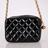 Rare Chanel 1991 Patent Bijoux Mini Turnlock Camera Bag - FashioNica
