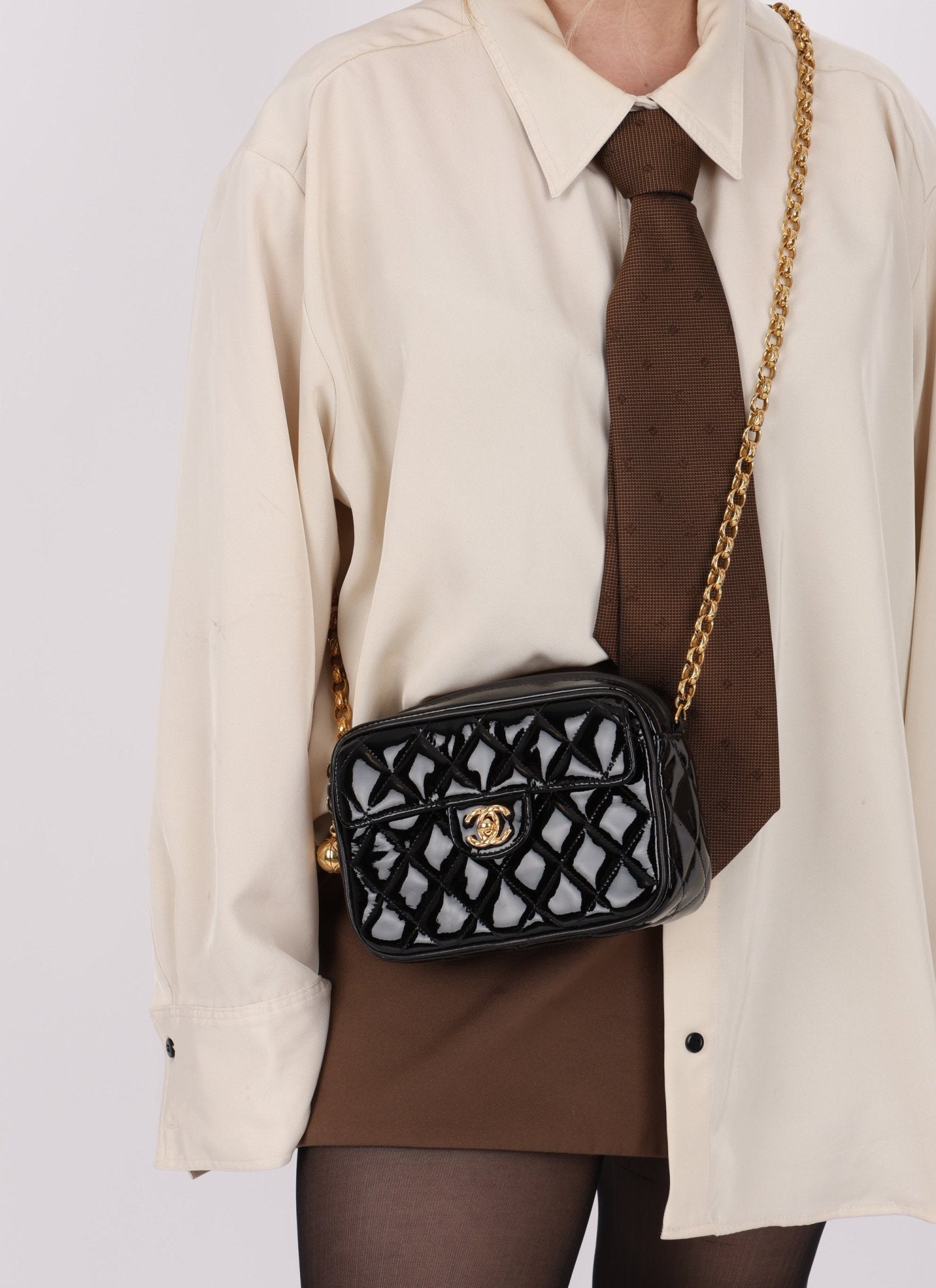 Rare Chanel 1991 Patent Bijoux Mini Turnlock Camera Bag - FashioNica