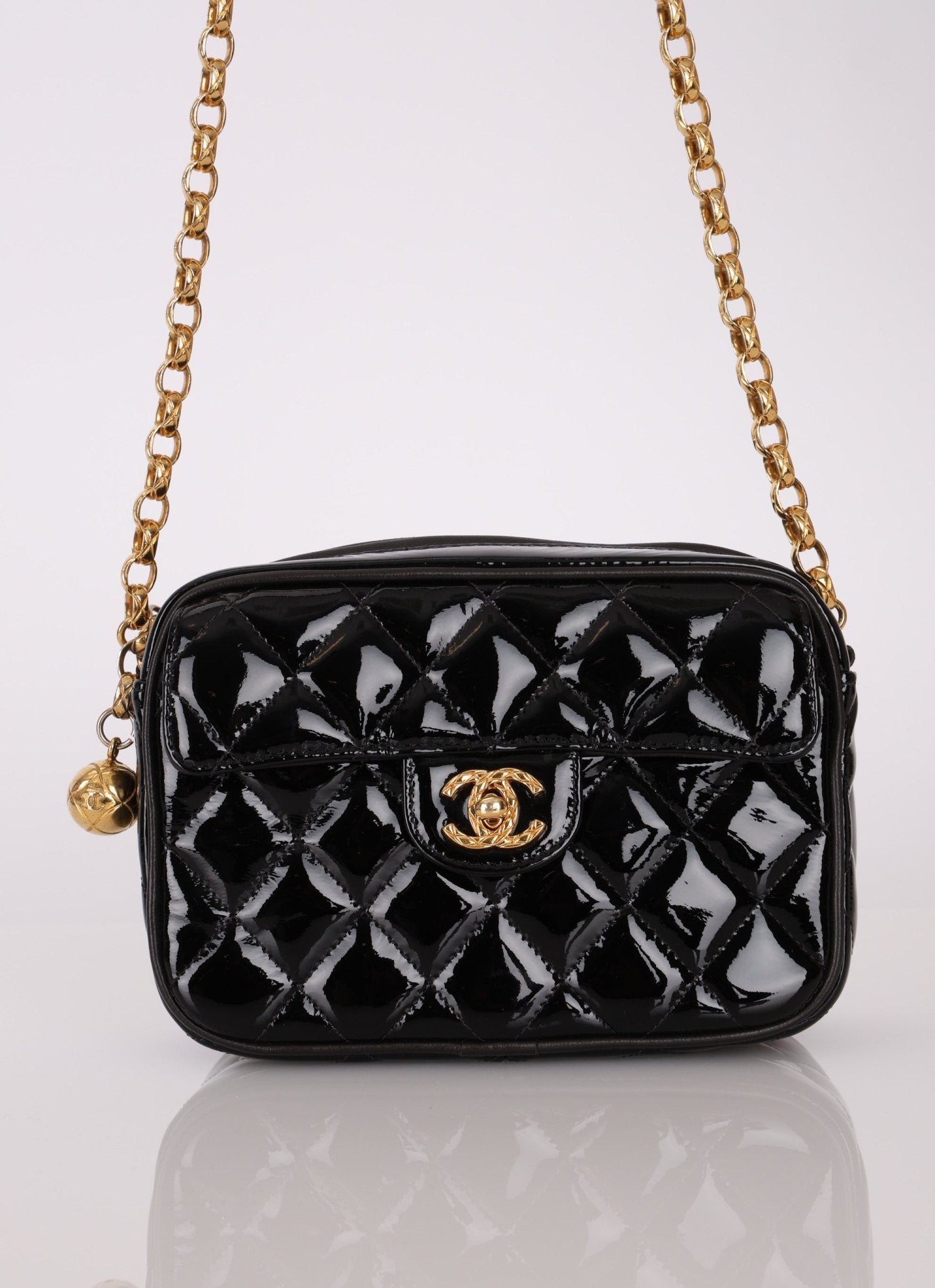 Rare Chanel 1991 Patent Bijoux Mini Turnlock Camera Bag - FashioNica