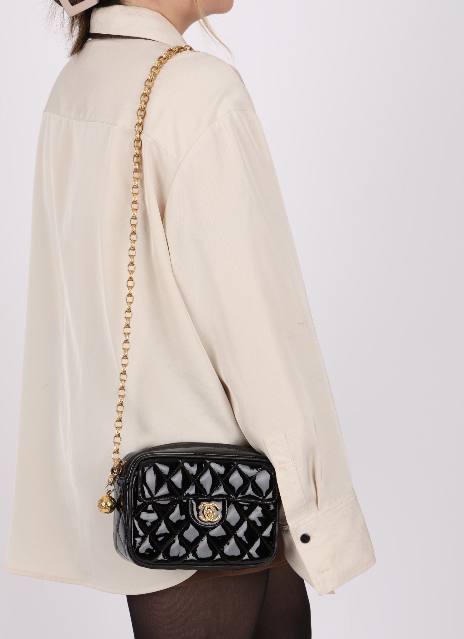 Rare Chanel 1991 Patent Bijoux Mini Turnlock Camera Bag - FashioNica