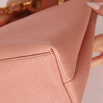 Rare Chanel 1991 Rose Sakura Caviar Turnlock Pocket Tote 24K GP - FashioNica