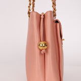 Rare Chanel 1991 Rose Sakura Caviar Turnlock Pocket Tote 24K GP - FashioNica