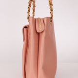 Rare Chanel 1991 Rose Sakura Caviar Turnlock Pocket Tote 24K GP - FashioNica