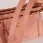 Rare Chanel 1991 Rose Sakura Caviar Turnlock Pocket Tote 24K GP - FashioNica