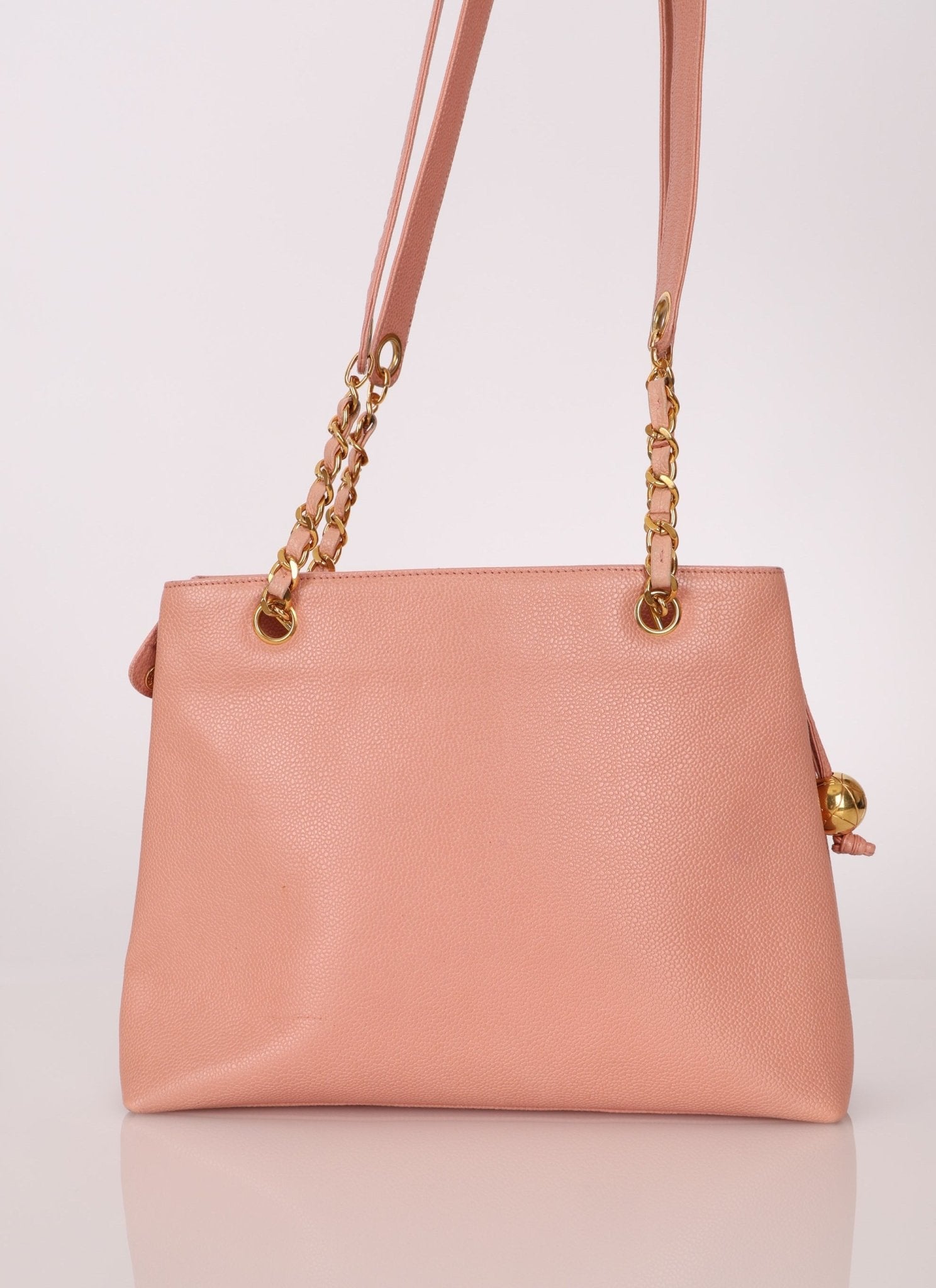 Rare Chanel 1991 Rose Sakura Caviar Turnlock Pocket Tote 24K GP - FashioNica