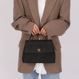 Rare Chanel 1994 Black Denim Small Kelly Top Handle - FashioNica