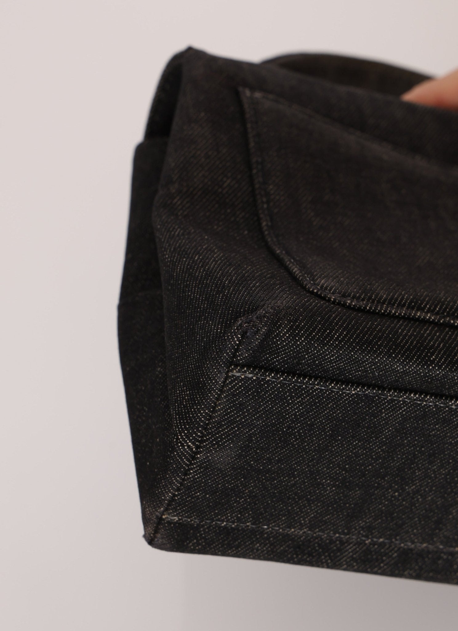 Rare Chanel 1994 Black Denim Small Kelly Top Handle - FashioNica