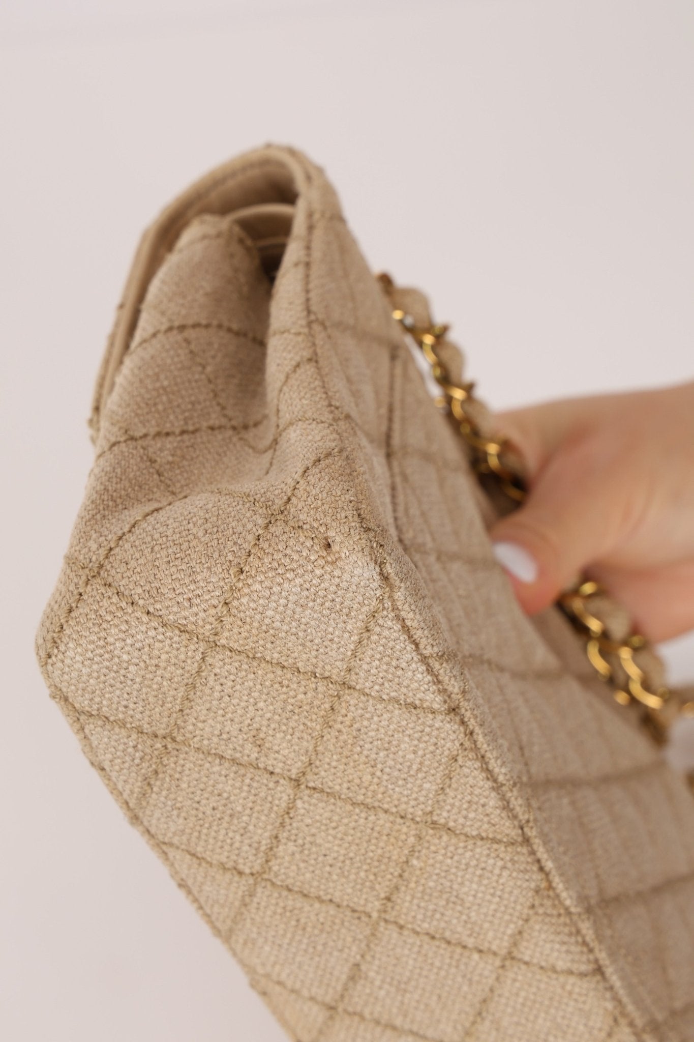 Rare Chanel 1994 Hemp Small Classic Double Flap Bag 24k GP - FashioNica