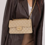 Rare Chanel 1994 Hemp Small Classic Double Flap Bag 24k GP - FashioNica