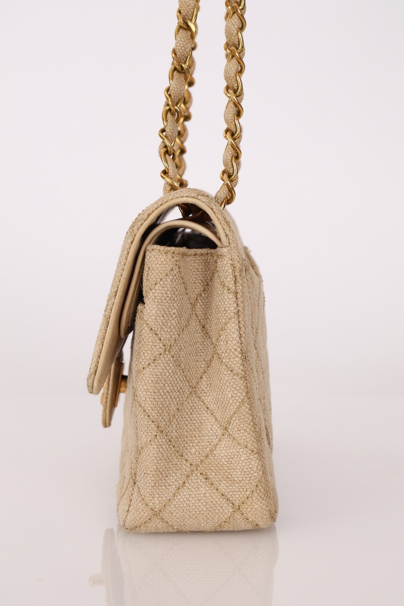 Rare Chanel 1994 Hemp Small Classic Double Flap Bag 24k GP - FashioNica