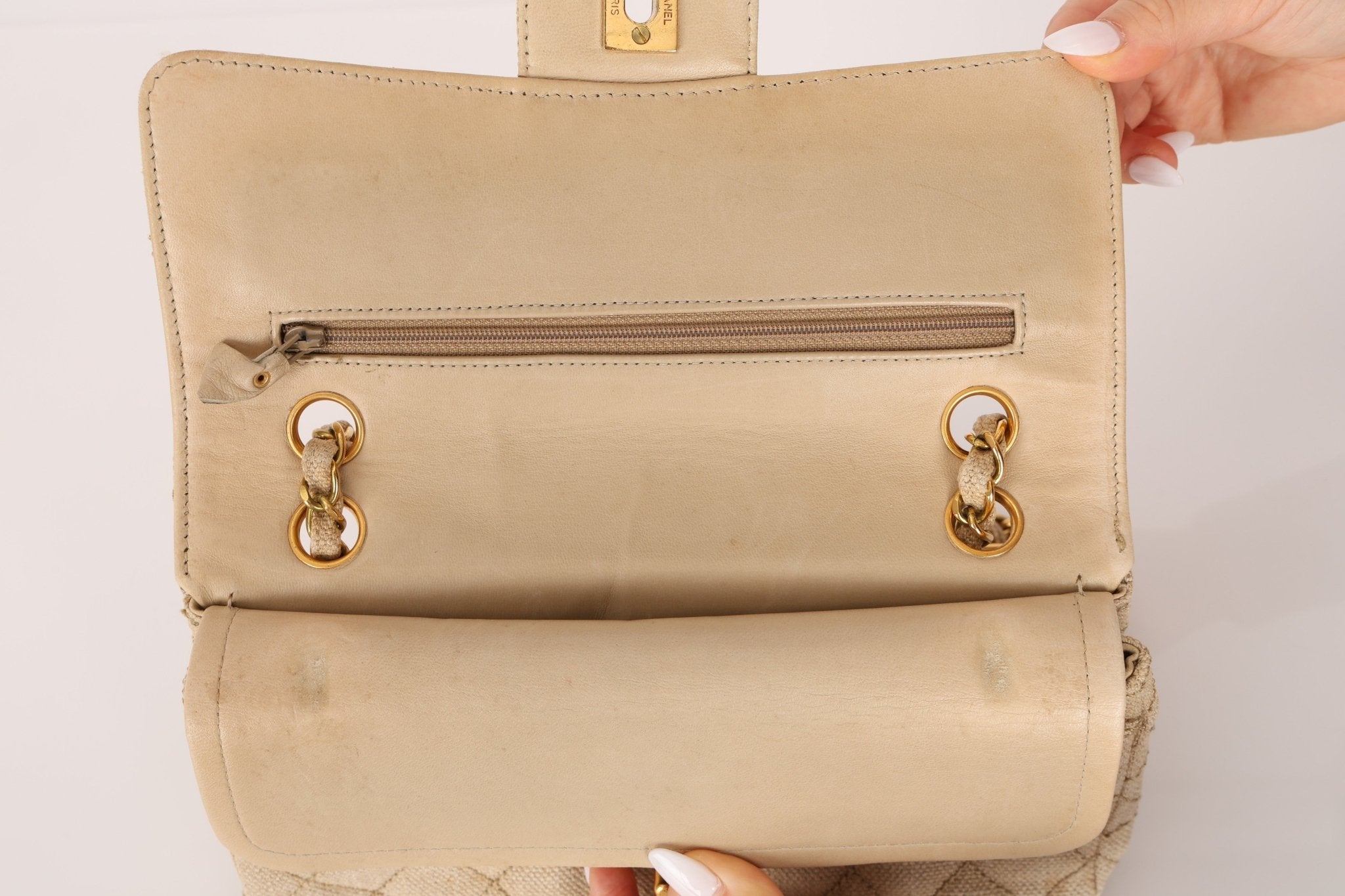 Rare Chanel 1994 Hemp Small Classic Double Flap Bag 24k GP - FashioNica