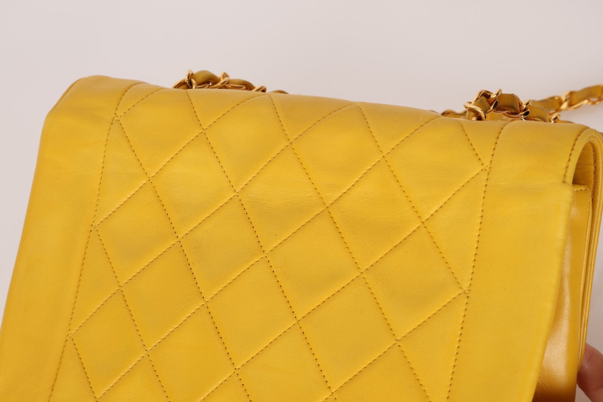 Rare Chanel 1994 Lemon Lambskin Small Diana - FashioNica