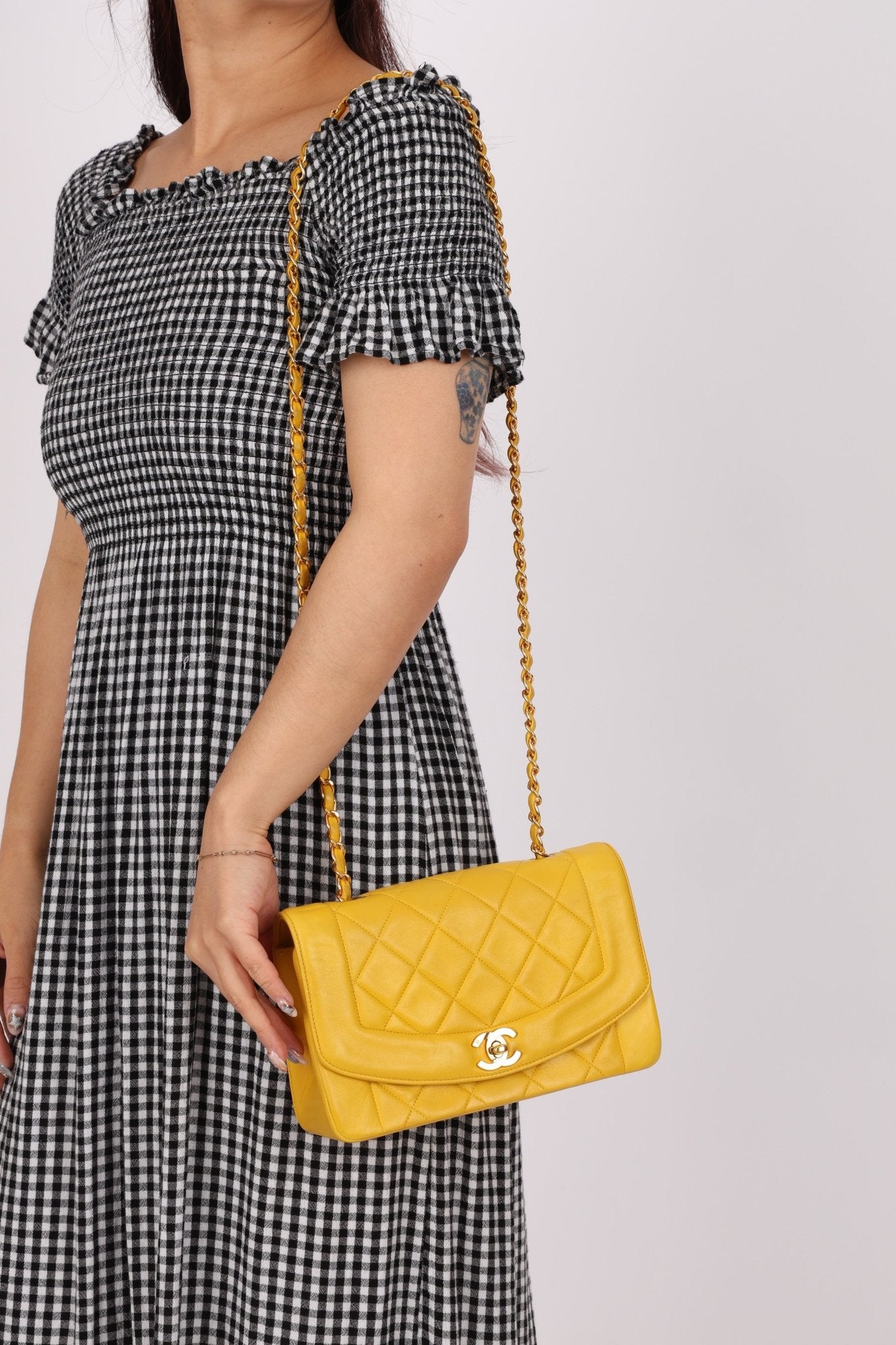 Rare Chanel 1994 Lemon Lambskin Small Diana - FashioNica